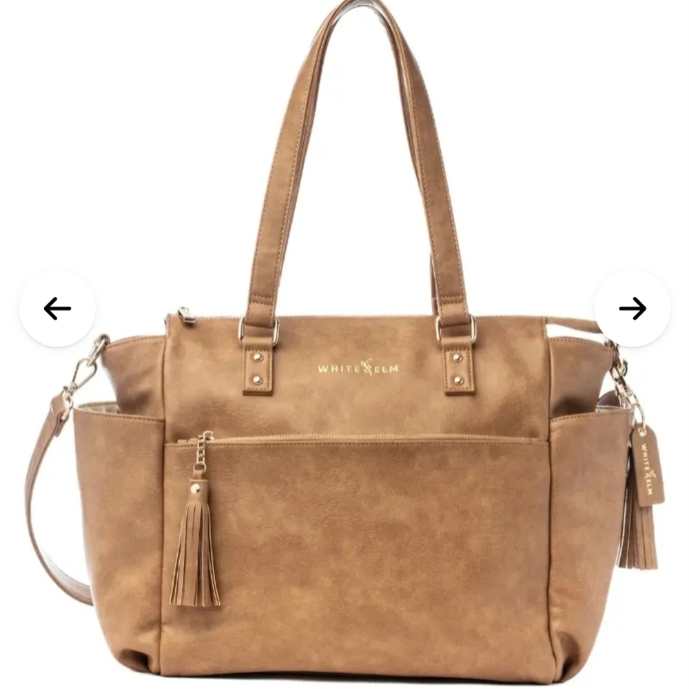 Tan Shoulder Bag with Luxurious Suede Finish and Tassel Accent
